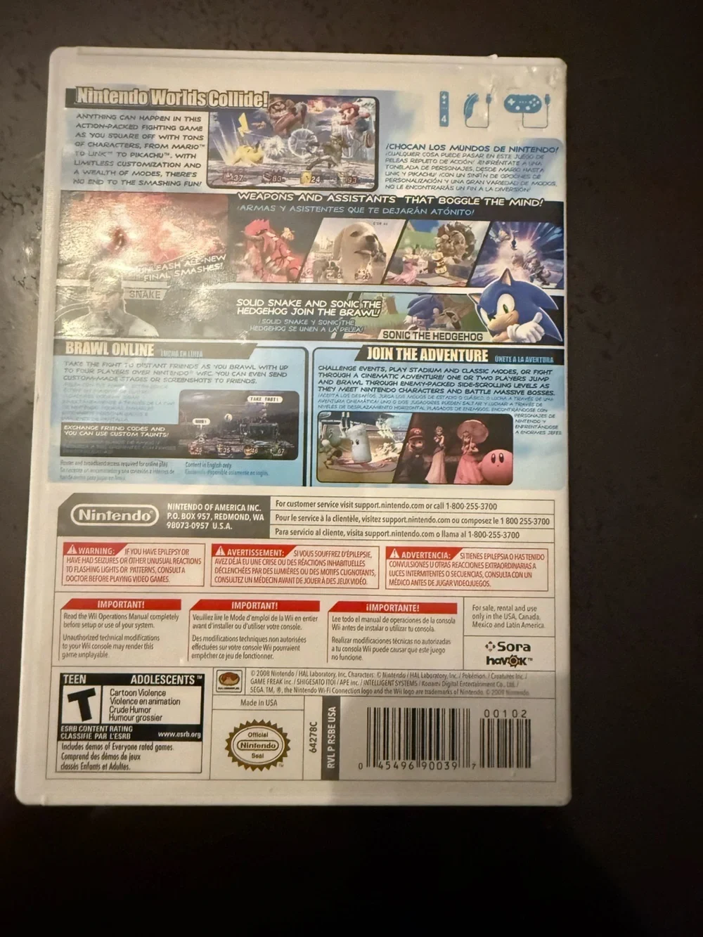 Super Smash Bros Brawl Nintendo Wii Complete CIB Tested Working